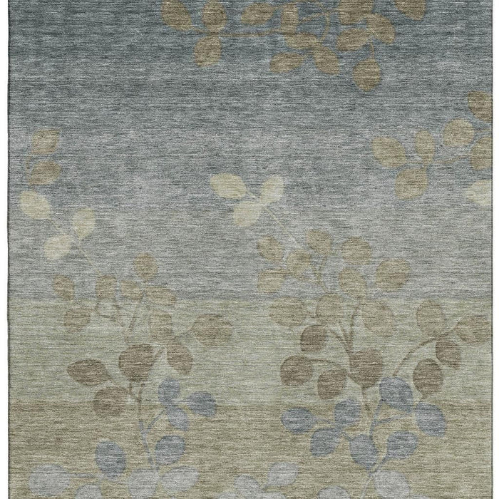 10' X 14' Floral Washable Area Rug With UV Protection (707497) - Khaki / Gray