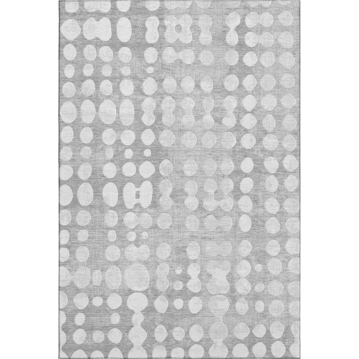 10' X 14' Polka Dot Washable Area Rug With UV Protection (669120) - Gray / Ivory