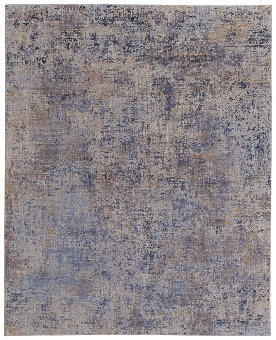 5' x 8' Abstract Power Loom Area Rug - Blue Brown And Tan