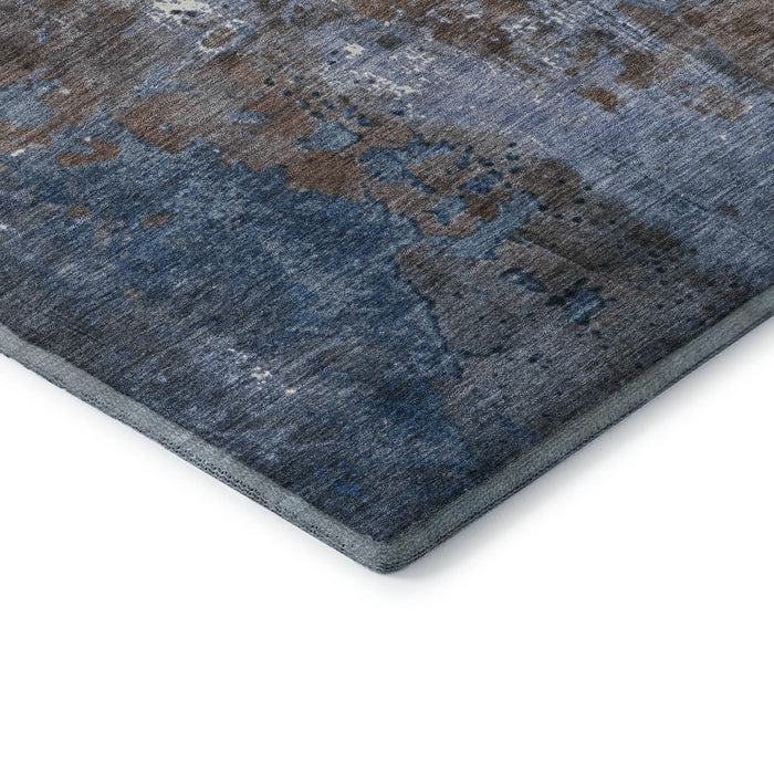 10' X 14' Abstract Washable Area Rug With UV Protection (706343) - Coffee / Blue
