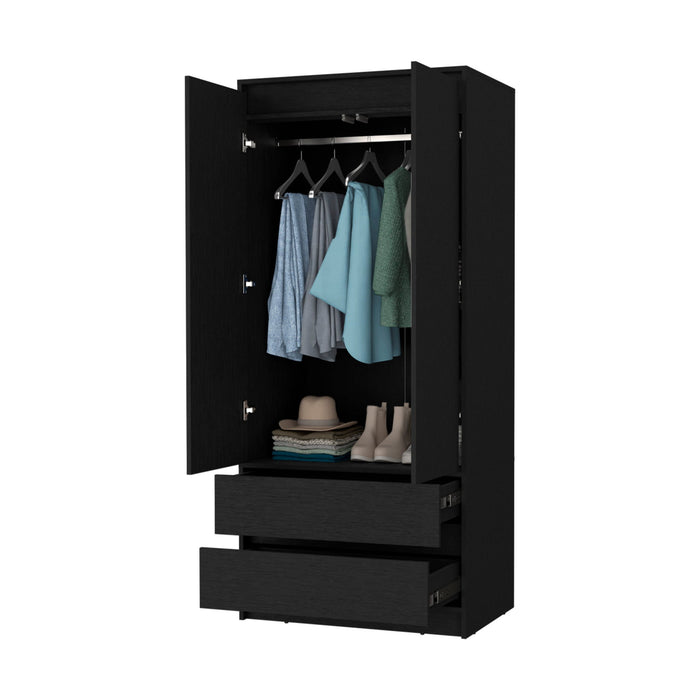 Accent Cabinet Soft Close With Multiple Shelves And Three Drawers - Black