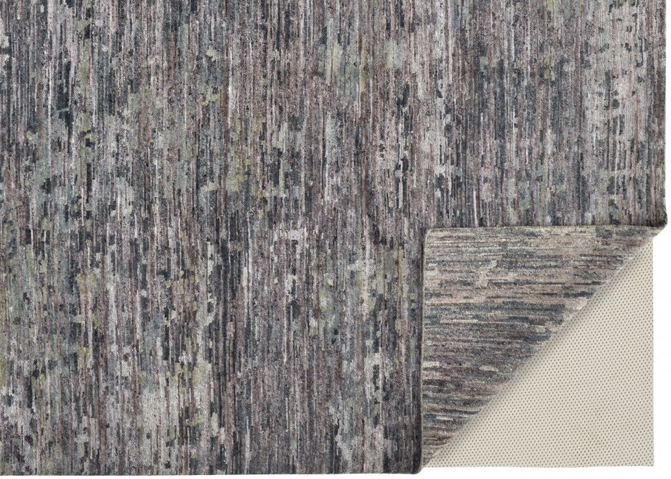5' x 8' Wool Abstract Hand Knotted Area Rug - Blue And Gray