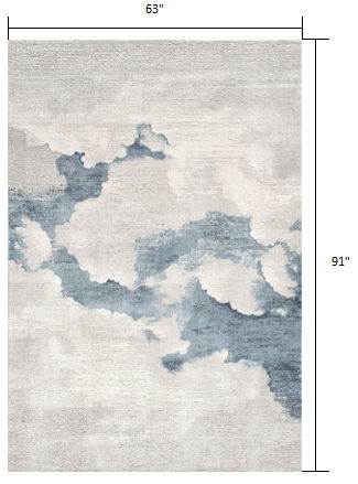 5' x 7' Abstract Area Rug - Gray And Blue