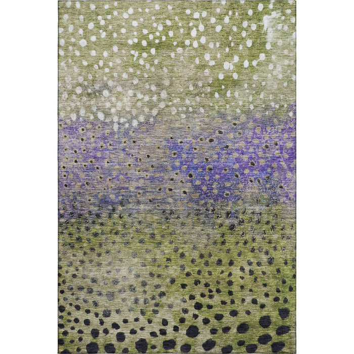 10' X 14' Polka Dot Washable Area Rug With UV Protection (683656) - Green / Purple / Ivory