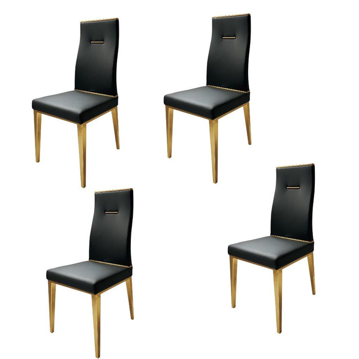 Upholstered Faux Leather Dining Side Chairs (Set of 4) - Black