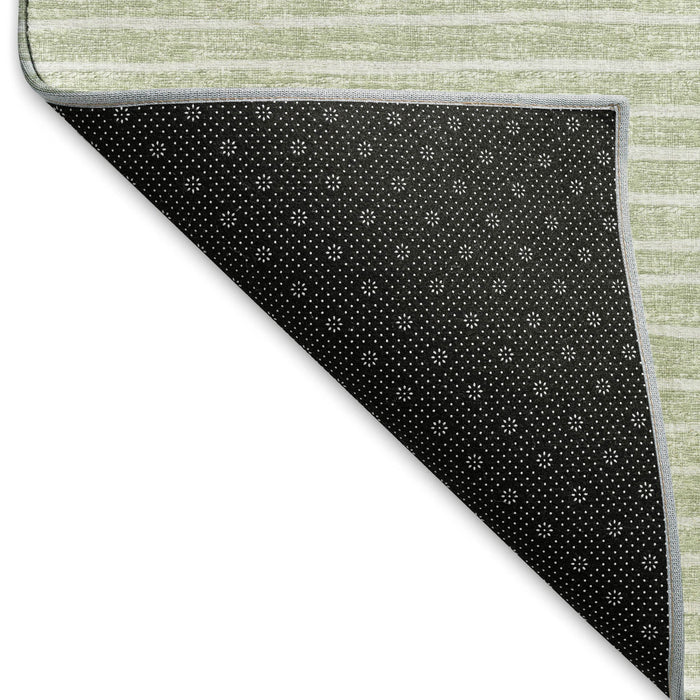 9' X 12' Striped Washable Area Rug With UV Protection (645210) - Light Gray / Ivory