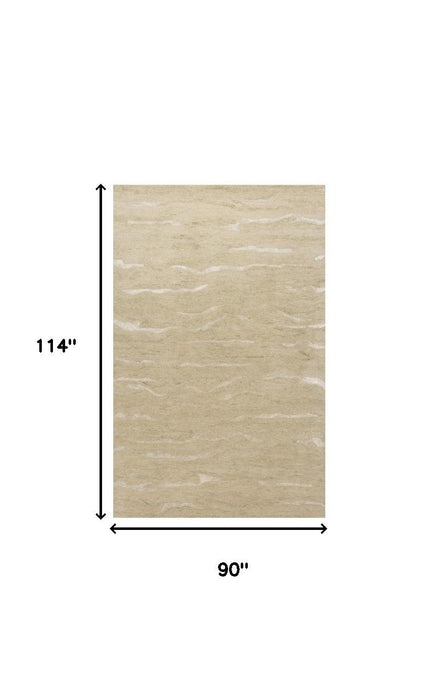 8' x 10' Wool Abstract Hand Tufted Area Rug - Tan And Ivory