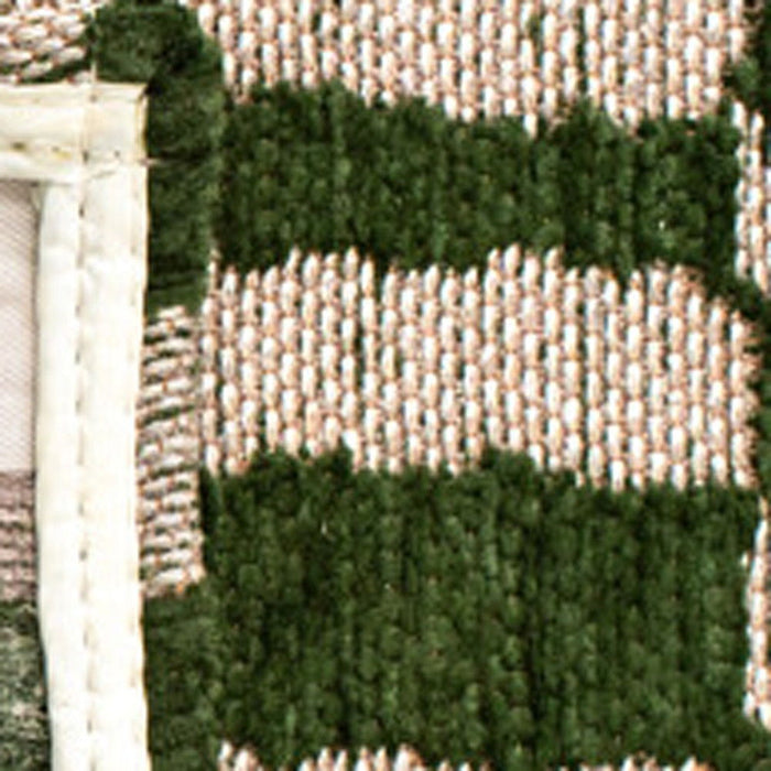 9' X 13' Geometric Washable Area Rug With UV Protection (610023) - Green / Beige