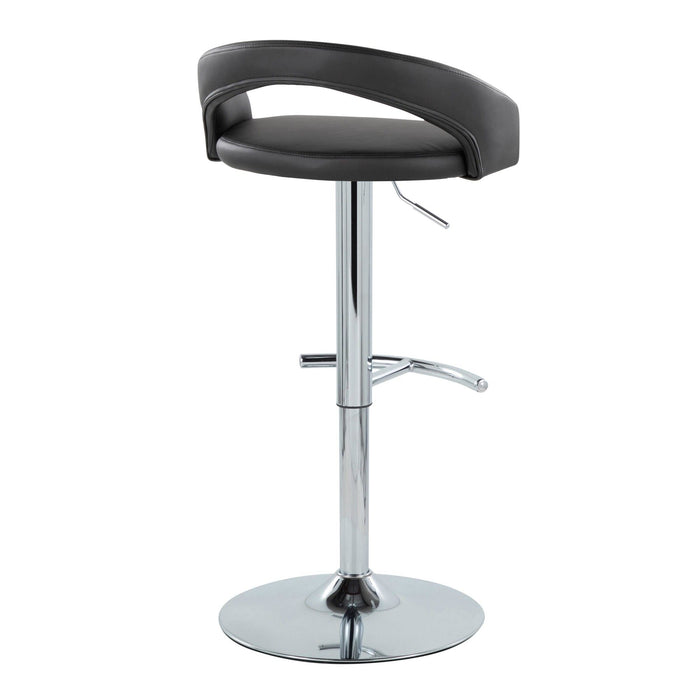 Grotto - Upholstered Adjustable Barstool - Chrome Metal Base