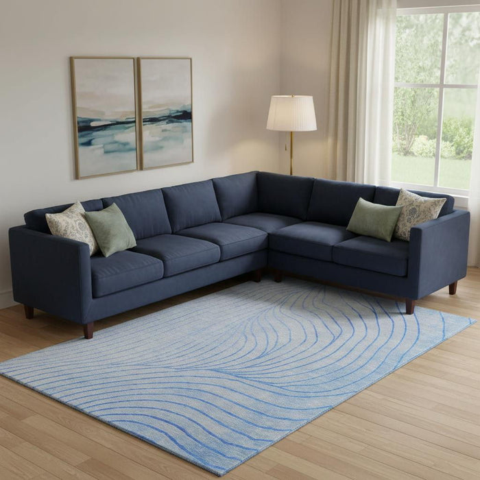 10' X 14' Abstract Washable Area Rug With UV Protection (718097) - Blue / Silver