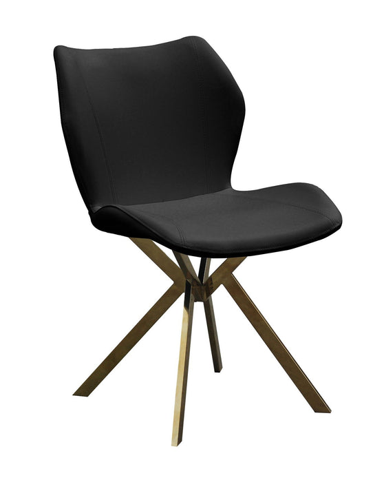 Upholstered Faux Leather Dining Side Chairs (Set of 4) - Black / Gold