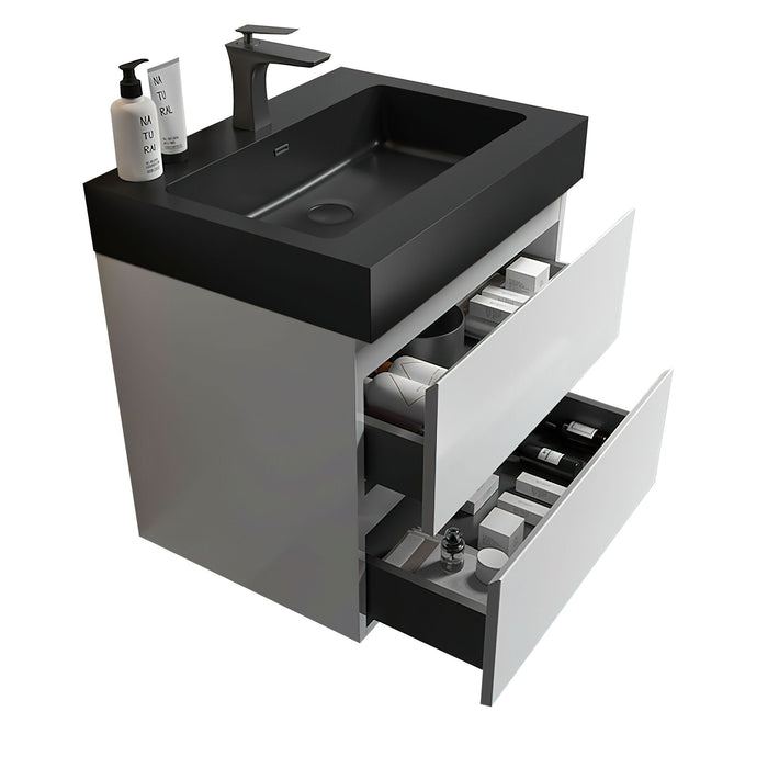 Giga Alice bathroom vanity with large storage, wall-mounted floating design, one-piece sink basin, modern style, no drain or faucet included.