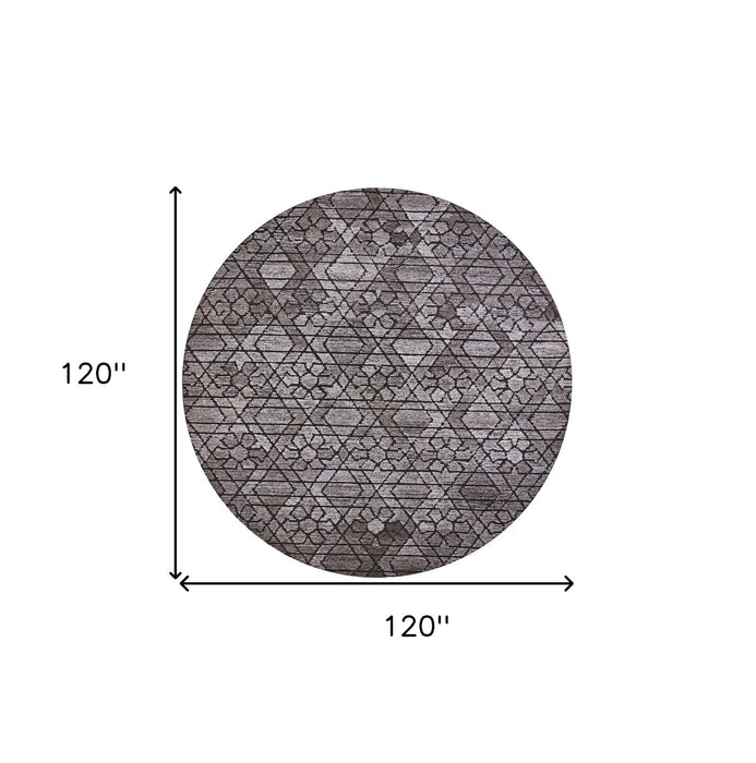 10' Round Wool Paisley Hand Tufted Area Rug - Black And Taupe