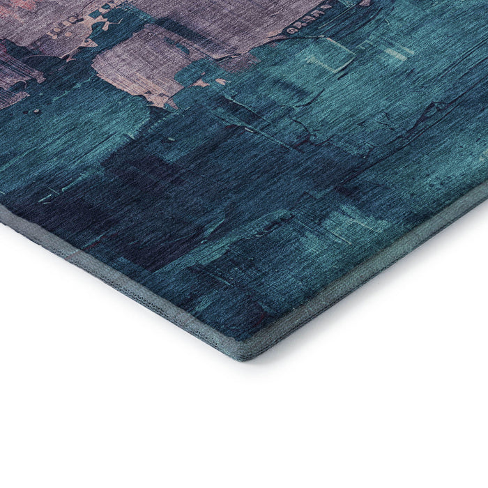 10' X 14' Abstract Washable Area Rug With UV Protection (693924) - Merlot / Gold / Blue / Purple