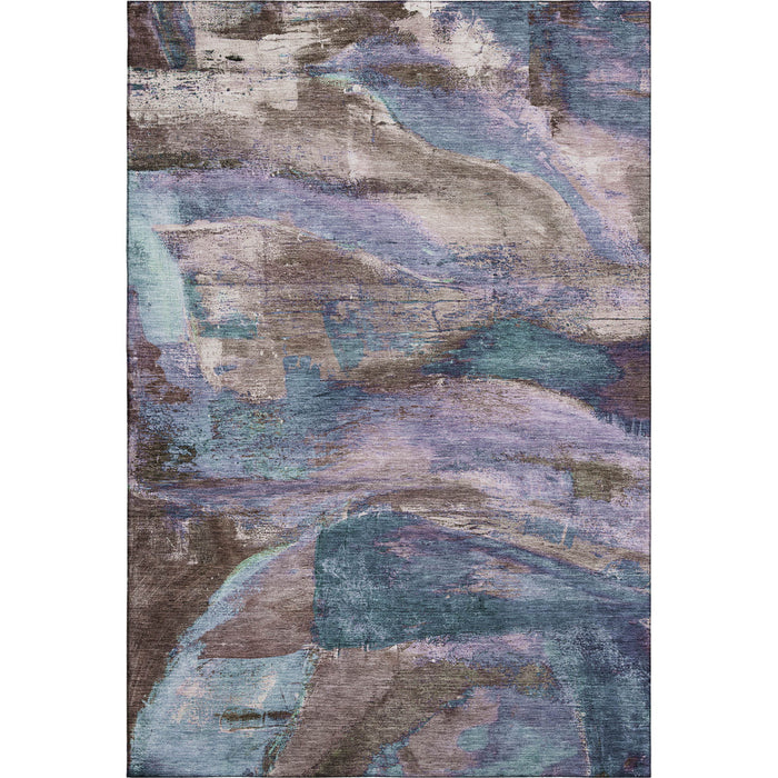 10' X 14' Abstract Washable Area Rug With UV Protection (715579) - Coffee / Blue