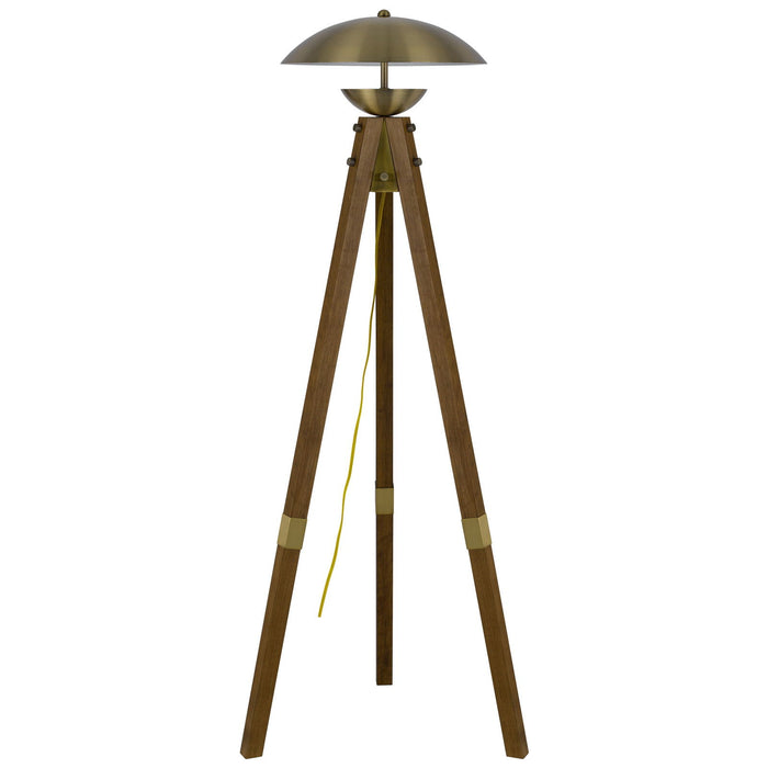 Tripod Floor Lamp With Antiqued Brass Dome Shade - Brass