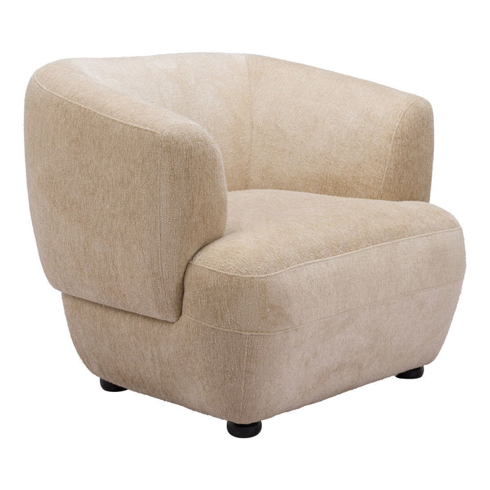39" Faux Shearling And Upholstered Arm Chair - Beige / Black