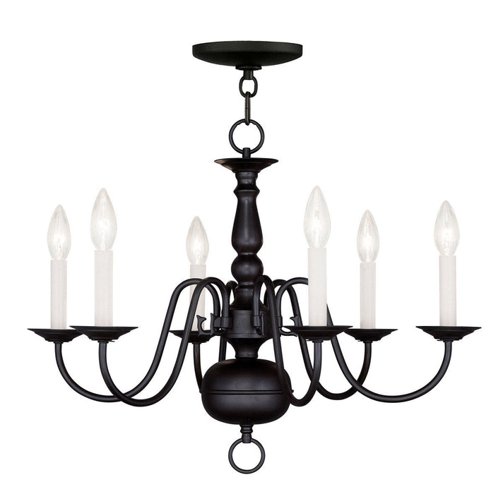 18" Six Light Dimmable Chandelier With Shades - Black