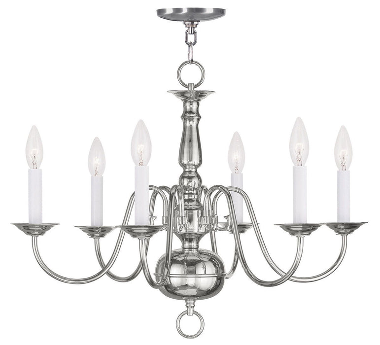18'' Six Light Dimmable Chandelier With Shades - Nickel