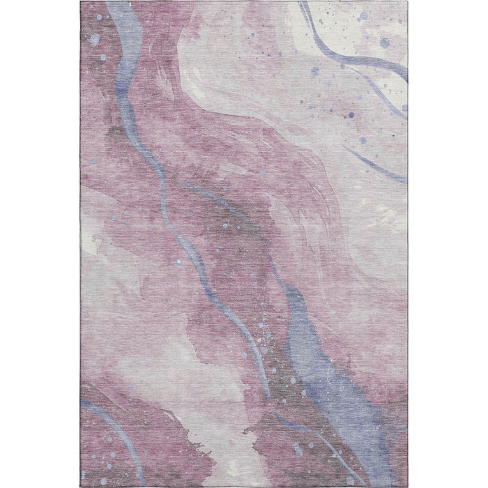 10' X 14' Abstract Washable Area Rug With UV Protection (694254) - Mauve / Blue / Ivory