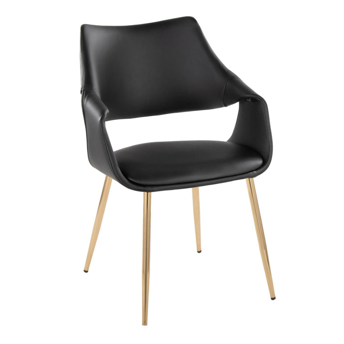 Curvo - High Back Upholstered Chair (Set of 2) - Gold Metal Legs