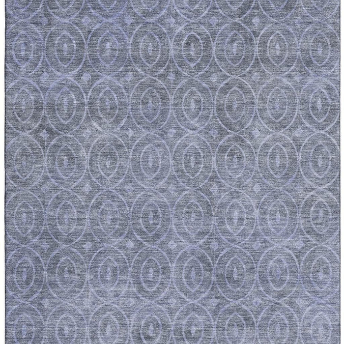 10' X 14' Geometric Washable Area Rug With UV Protection (691872) - Denim Blue / Ivory