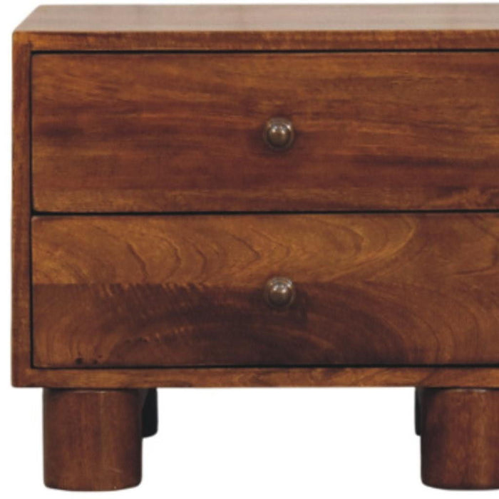 15" Solid Wood Square Two Drawer Nightstand - Chestnut