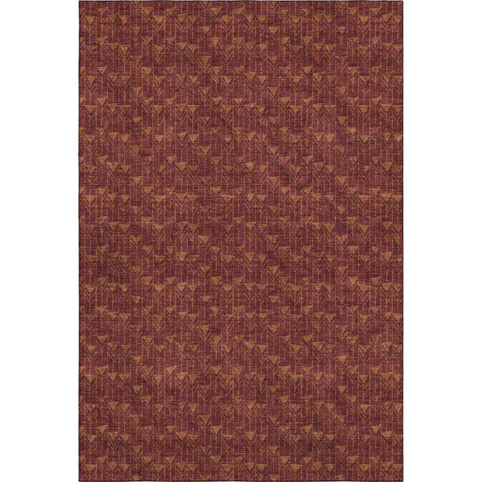 8' X 10' Geometric Washable Area Rug With UV Protection (647078) - Burgundy / Brown