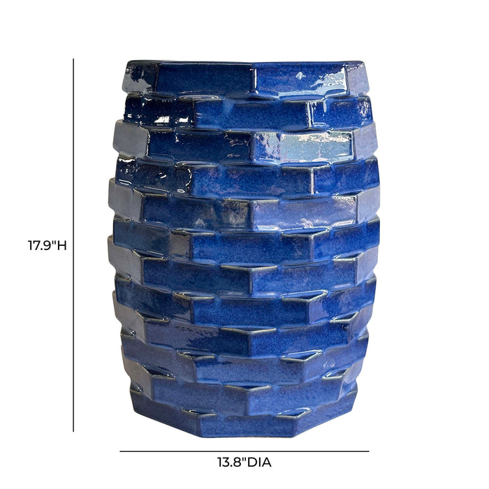 Trax - Indoor / Outdoor Ceramic Side Table - Azul Blue