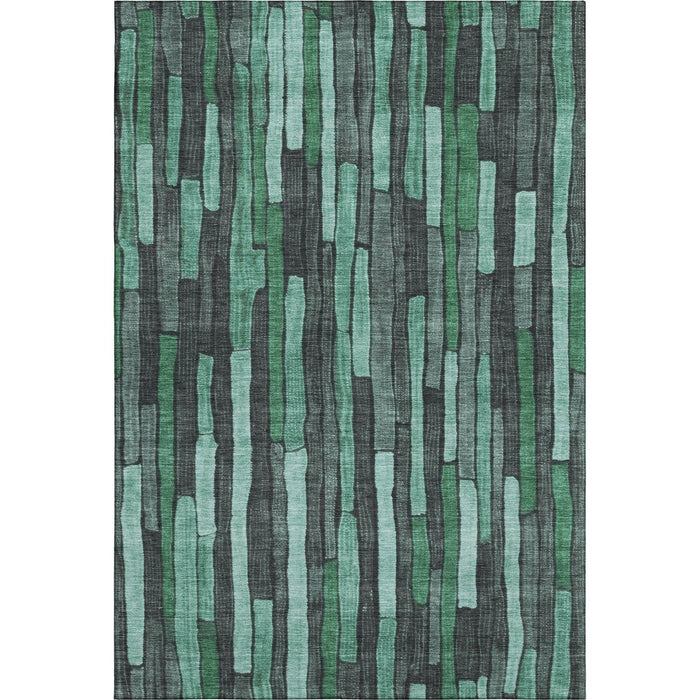 10' X 14' Striped Washable Area Rug With UV Protection (692886) - Sage / Gray / Teal