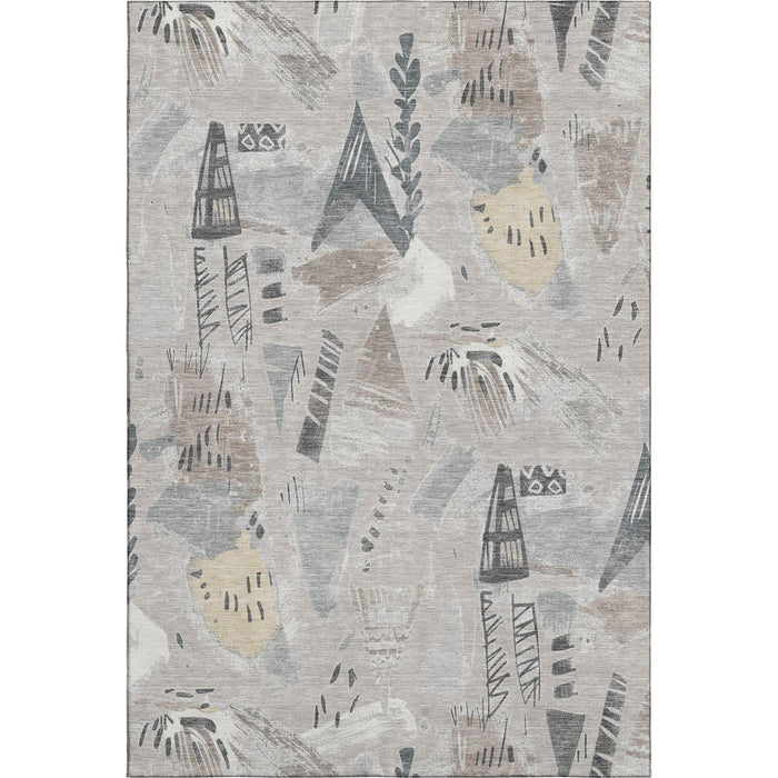 10' X 14' Geometric Washable Area Rug With UV Protection (694544) - Taupe / Beige / Gray