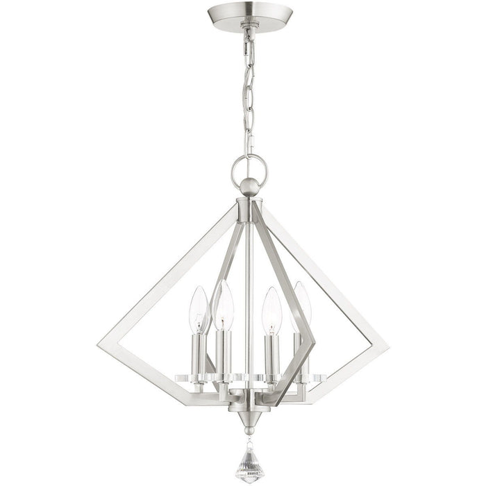 19" 4 Light Dimmable Chandelier With Shades - Nickel