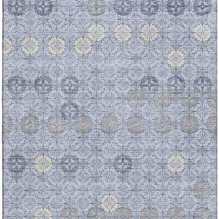 10' X 14' Geometric Washable Area Rug With UV Protection (705941) - Blue / Ivory