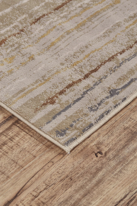 10' x 13' Striped Power Loom Area Rug - Brown And Tan