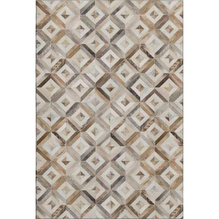 8' X 10' Diamond Washable Area Rug With UV Protection (644704) - Gray / Brown / Ivory