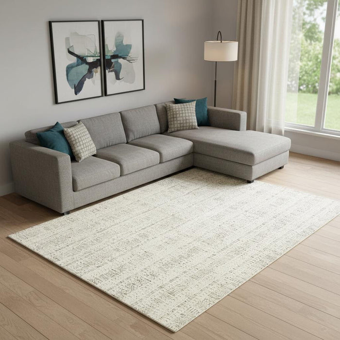 9' X 12' Striped Hand Knotted Area Rug (712816) - White / Ivory