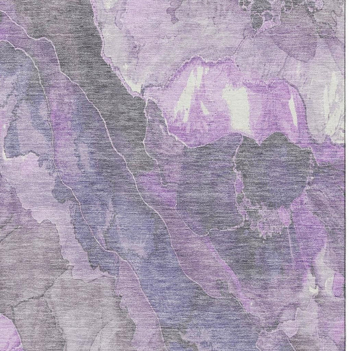 10' X 14' Floral Washable Area Rug With UV Protection (701395) - Purple / Ivory / Gray