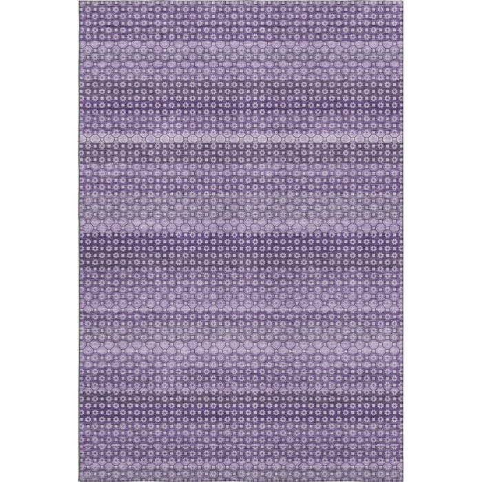 10' X 14' Striped Washable Area Rug With UV Protection (693600) - Lavender / Lilac