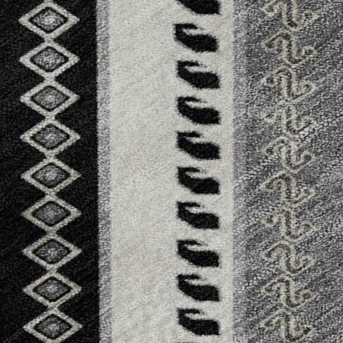 10' X 14' Tribal Washable Area Rug With UV Protection (679258) - Black / Gray / Silver