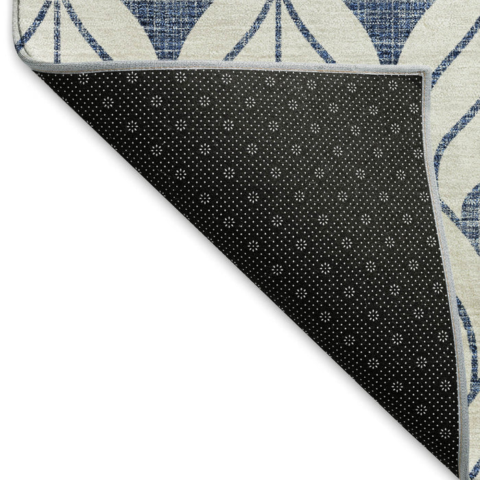 10' X 14' Geometric Washable Area Rug With UV Protection (673693) - Blue / Ivory