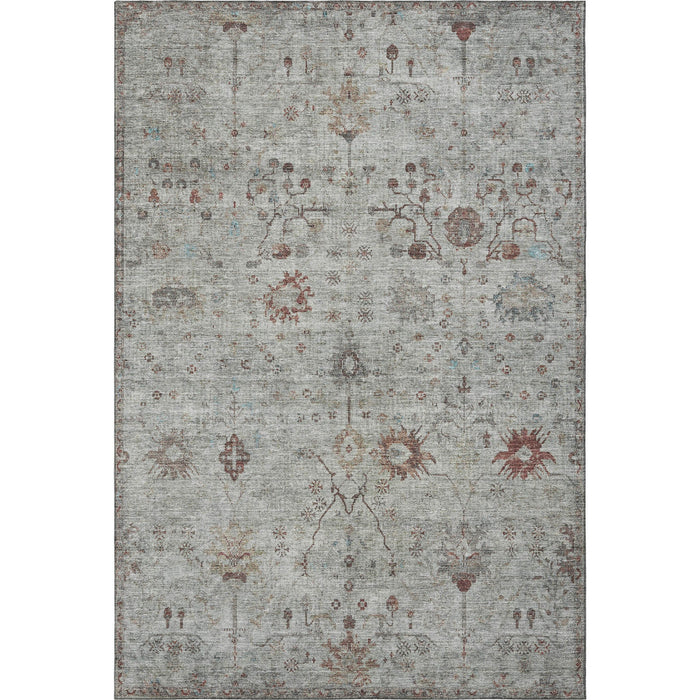 10' X 14' Oriental Washable Area Rug With UV Protection (709774) - Gray / Copper / Silver