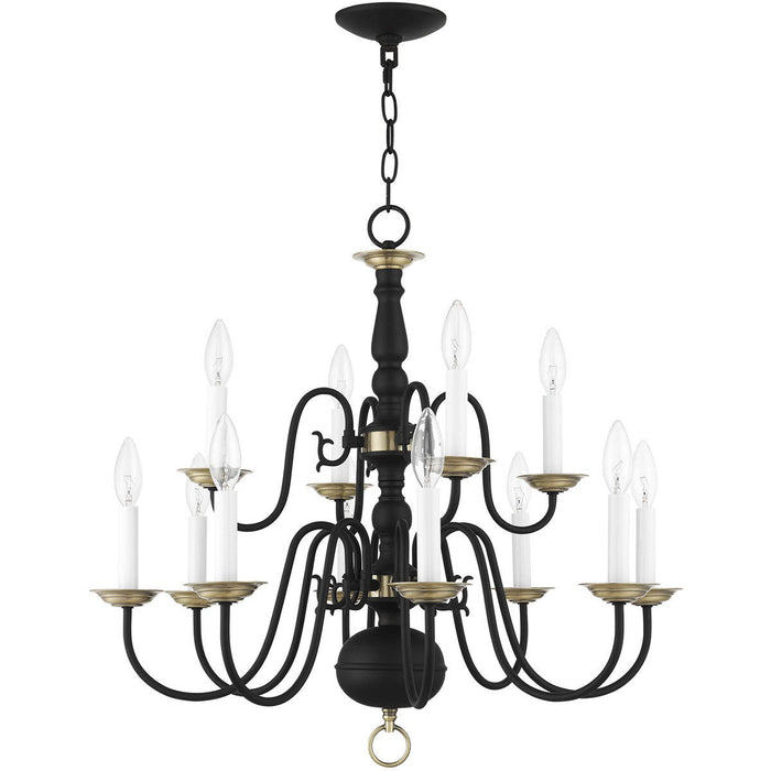 Twelve Light Dimmable Chandelier With Shades - Black