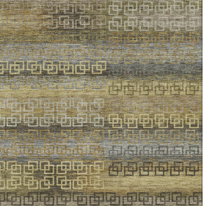 10' X 14' Striped Washable Area Rug With UV Protection (715123) - Wheat / Brown