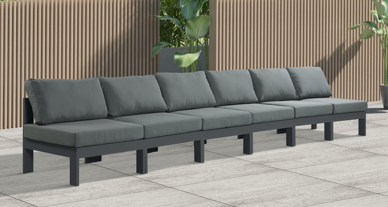 Nizuc - Outdoor Patio Modular Sofa Armless - Grey - Metal