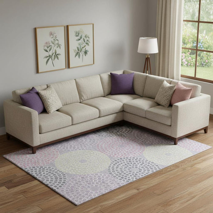 10' X 14' Geometric Washable Area Rug With UV Protection (670129) - Lavender / Gray / Blush