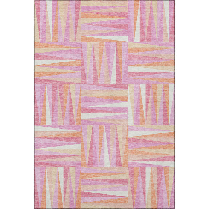 10' X 14' Geometric Washable Area Rug With UV Protection (679408) - Blush / Peach / Ivory