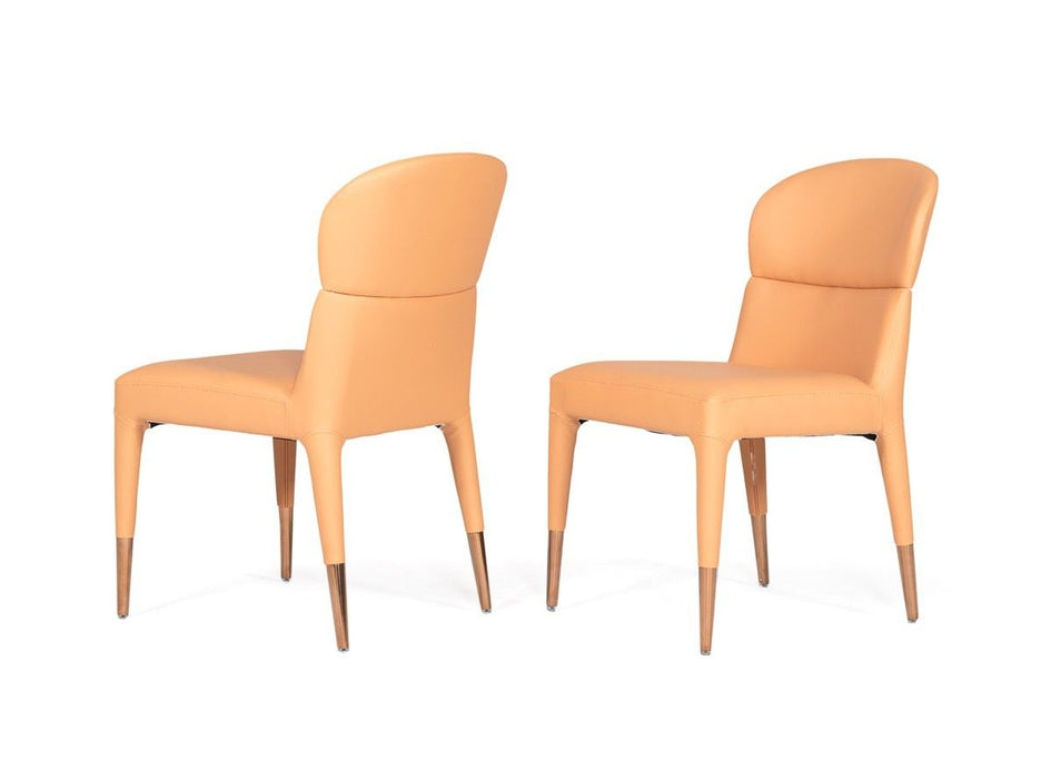 Upholstered Fabric Dining Side Chairs (Set of 2) - Peach