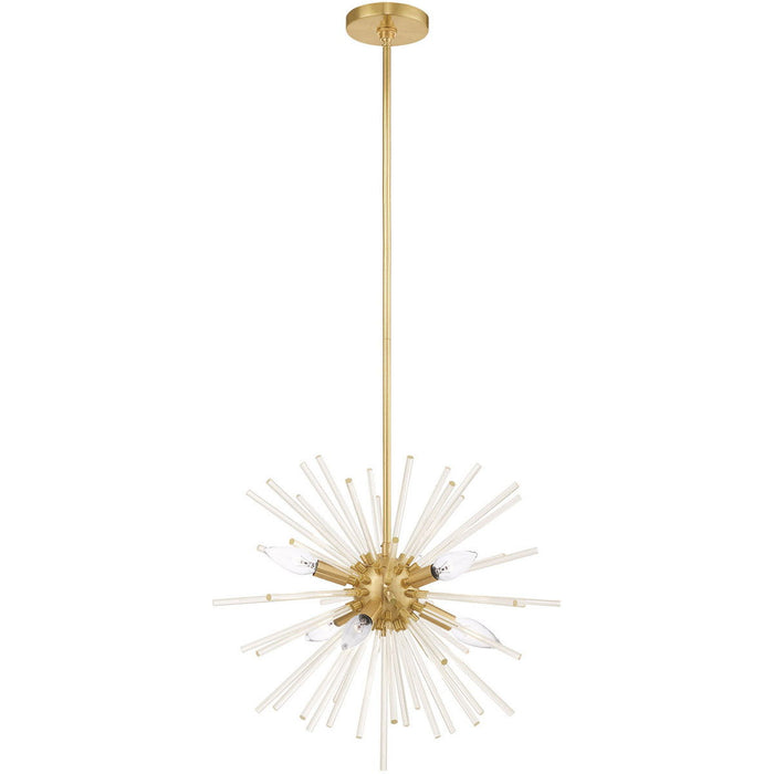 25'' Six Light Dimmable Chandelier With Shades - Brass