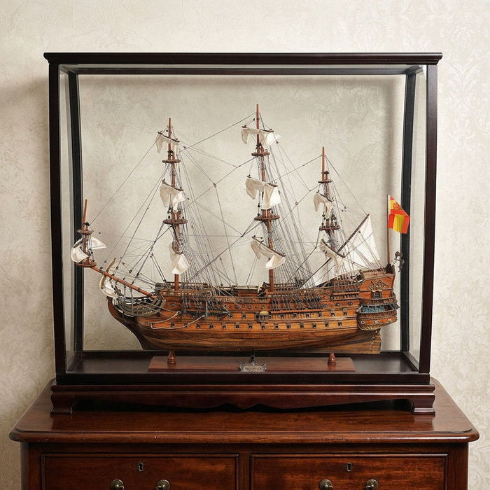 San Felipe Large Table Top Display Hand Painted Decorative Boat - Brown