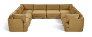 Meridian Furniture Hammond velvet performance fabric 8-piece U-shaped sectional sofa with plush upholstery and modern design.